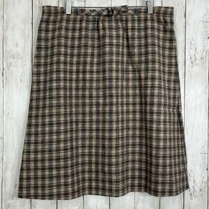 Vintage Hunter Sportswear Plaid A-Line High Waist Knee Length Preppy Skirt